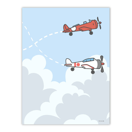 plakat med 2 fly der passer til vores plakatserie med fly til børneværelset
