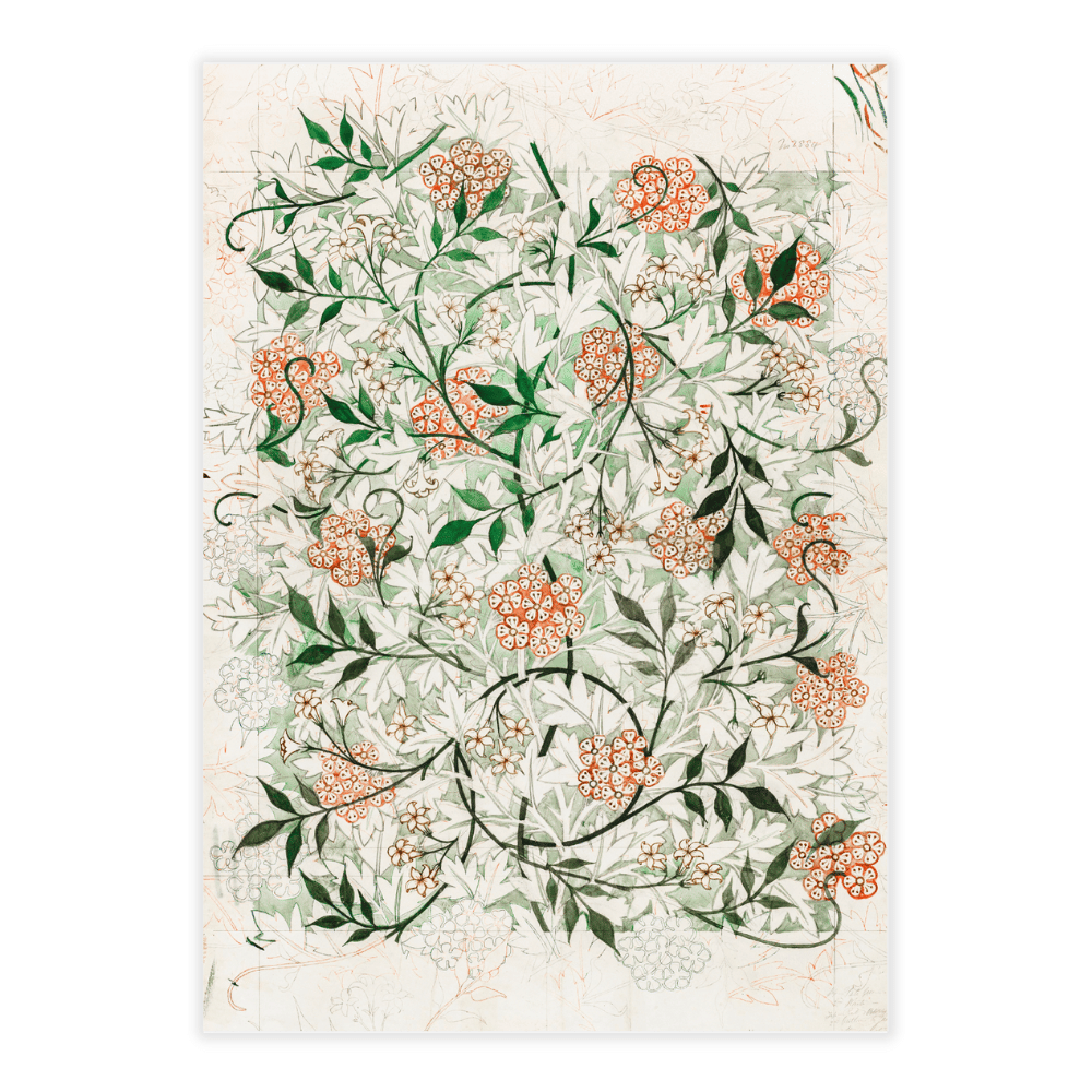 Plakat af William Morris med orange jasminblomster