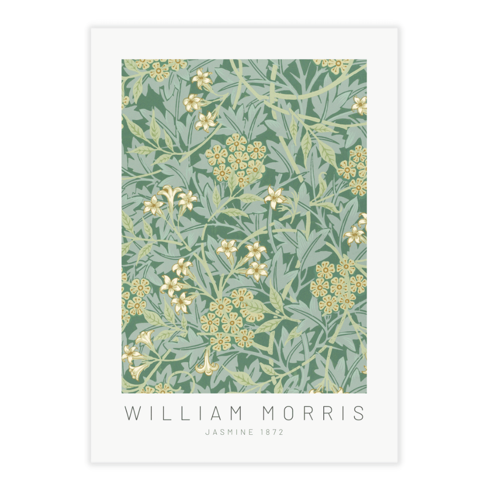 Grøn William morris plakat med jasminblomster