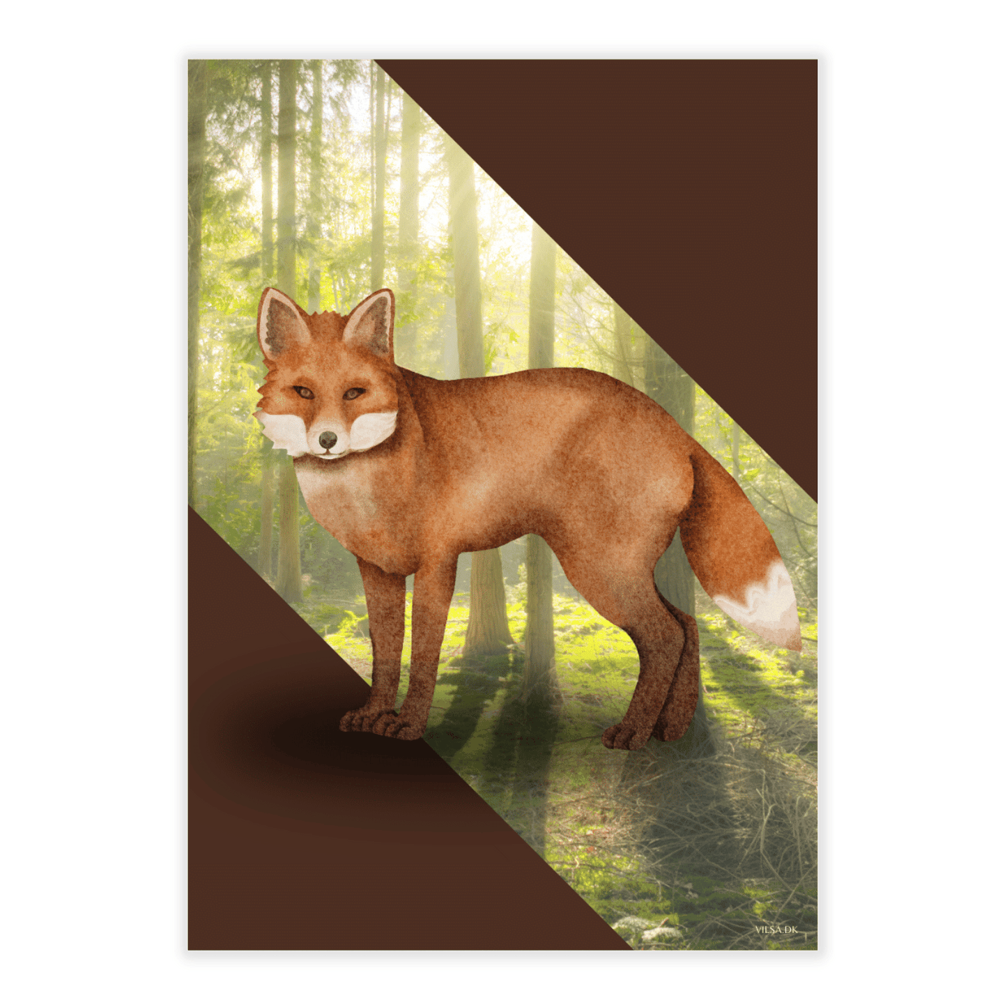 PLakat med ræv foran en skov
