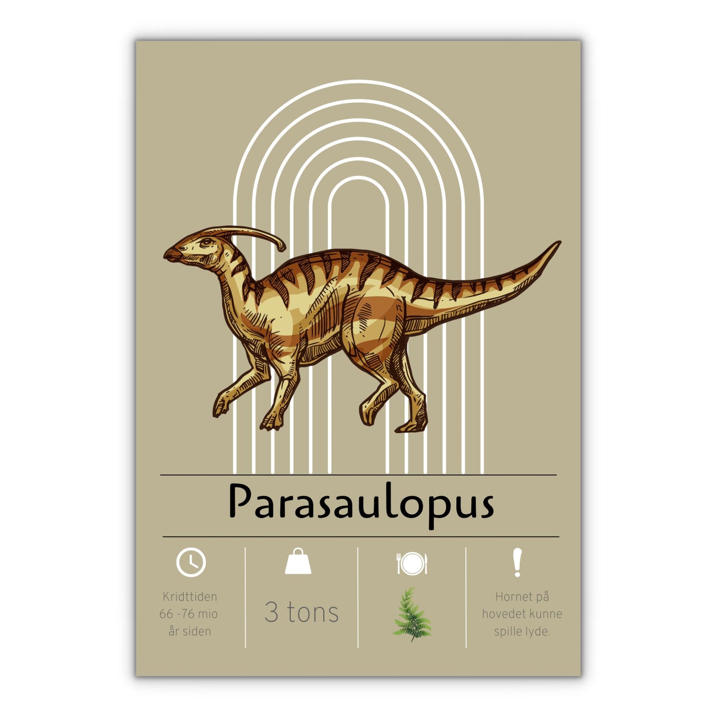 parasaulopus dinosaur plakat med gul baggrund