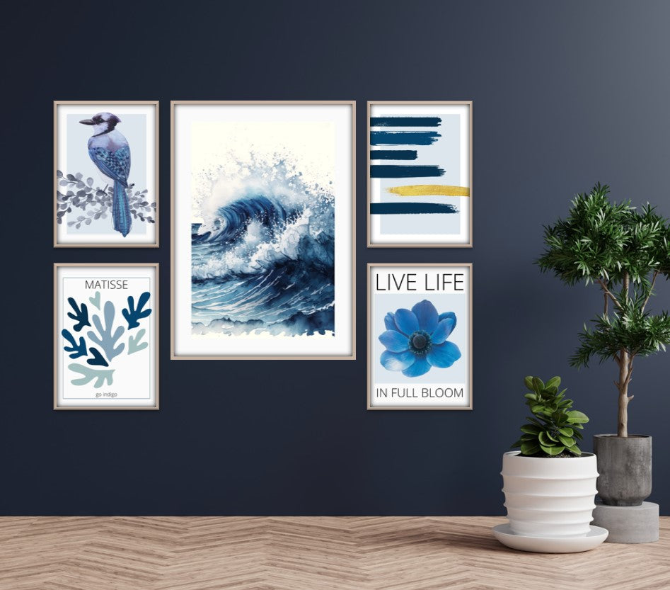 Plakat med blå fugl på en gren