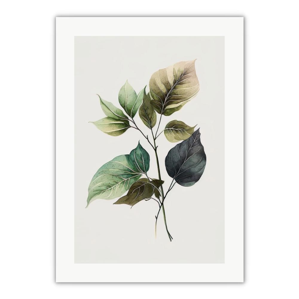 Simpel plakat med en gren i sarte farver
