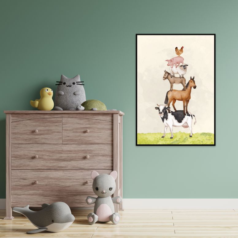 plakat til drengeværelse med bondegårdsdyr