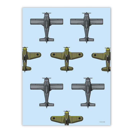 Sej blå plakat med militærfly i formation til børneværelset
