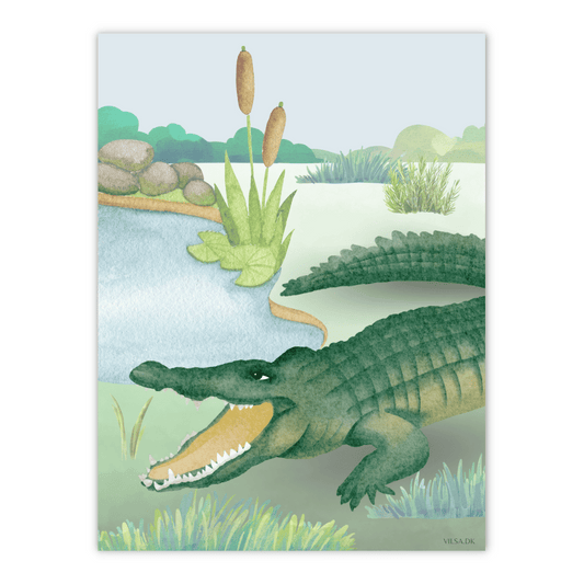 Farlig krokodille ved vandkanten