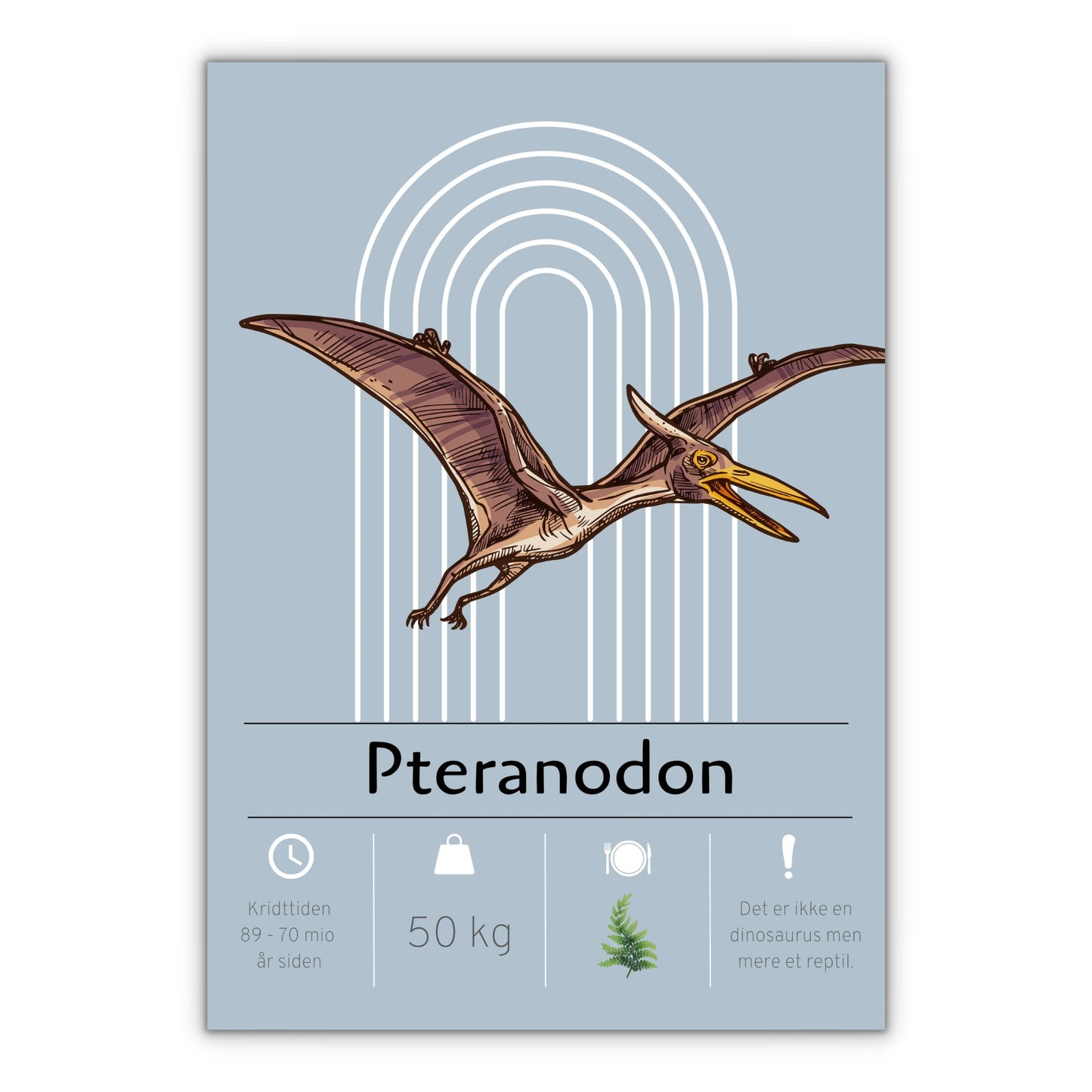 Dinosaurplakat med pteranodon til børneværelset