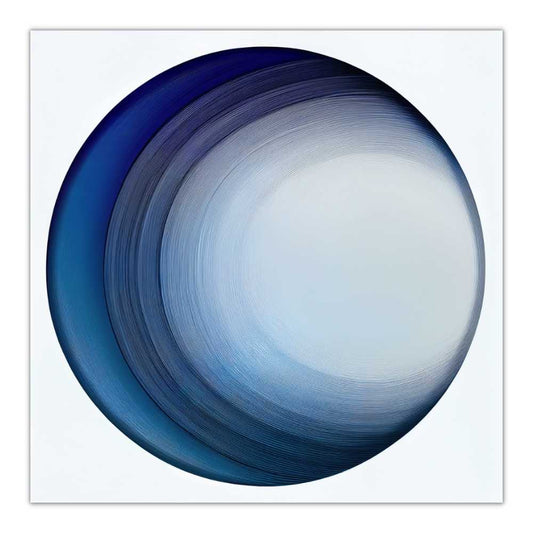 plakat med blå ring. et simpelt abstrakt motiv på en kvadratisk plakat i blå nuancer