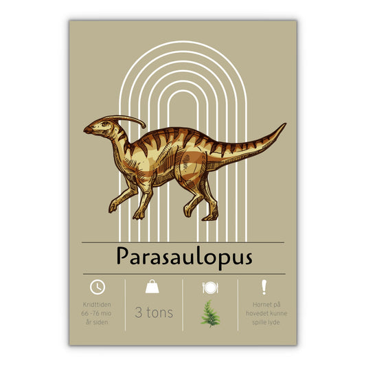 parasaulopus dinosaur plakat med gul baggrund