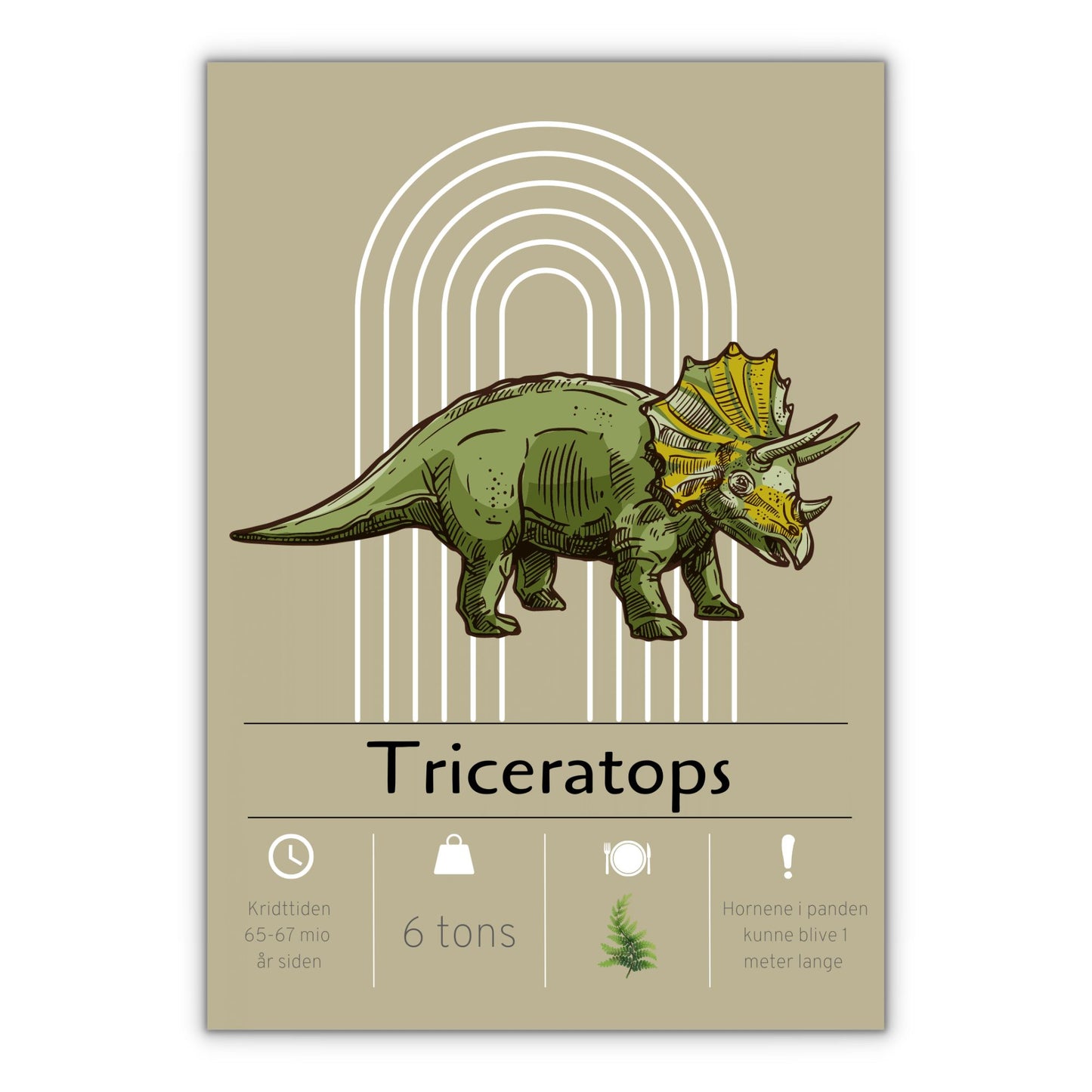 gul triceratops plakat til børneværelse
