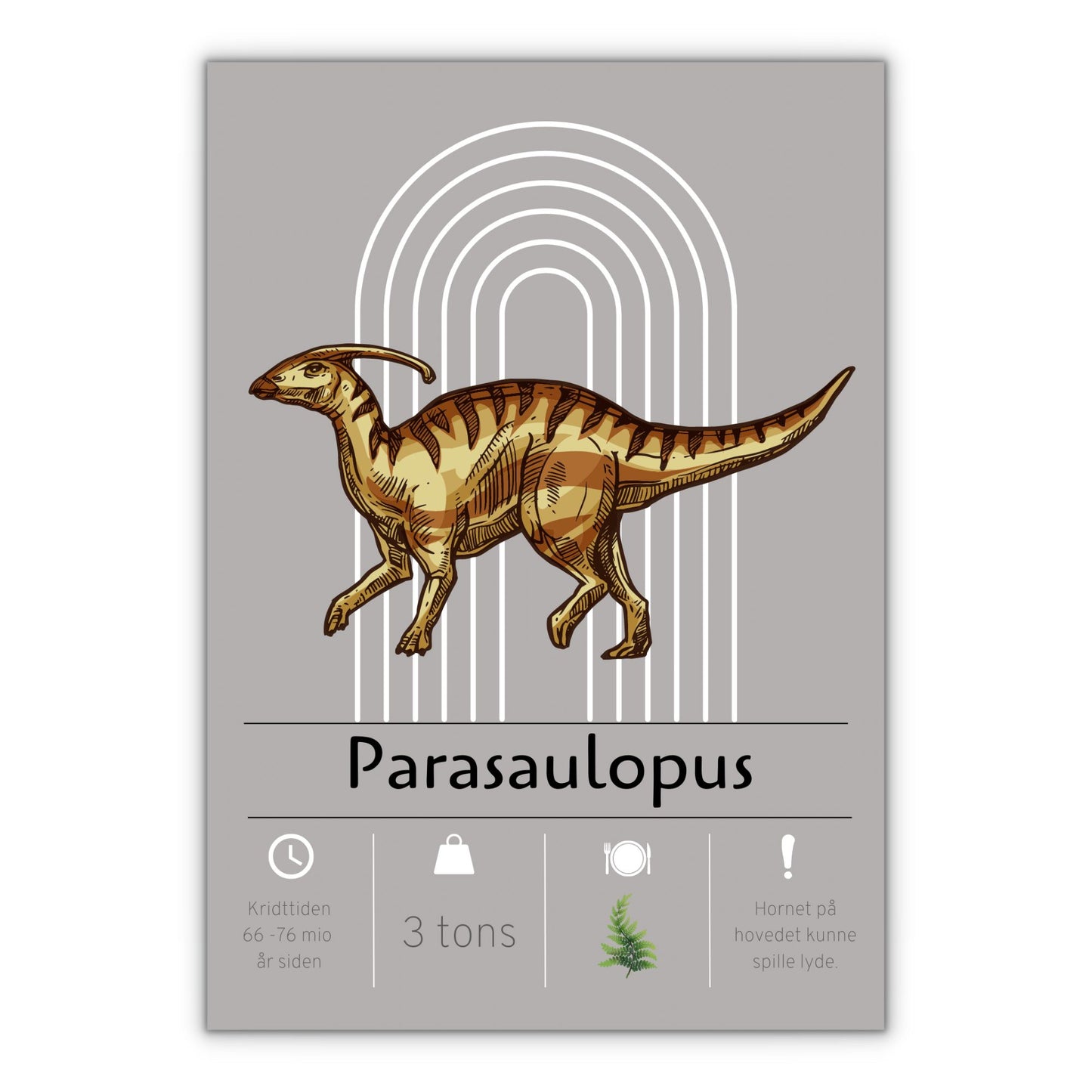 parasaulopus dinosaur plakat med grå baggrund