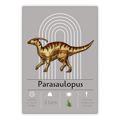parasaulopus dinosaur plakat med grå baggrund