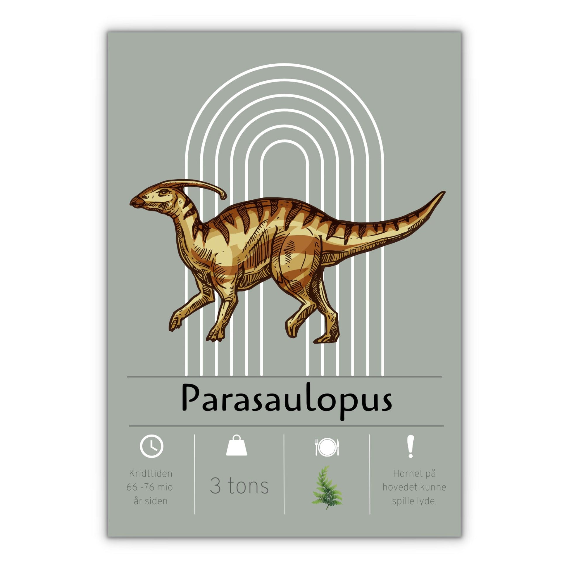 parasaulopus dinosaur plakat med grøn baggrund
