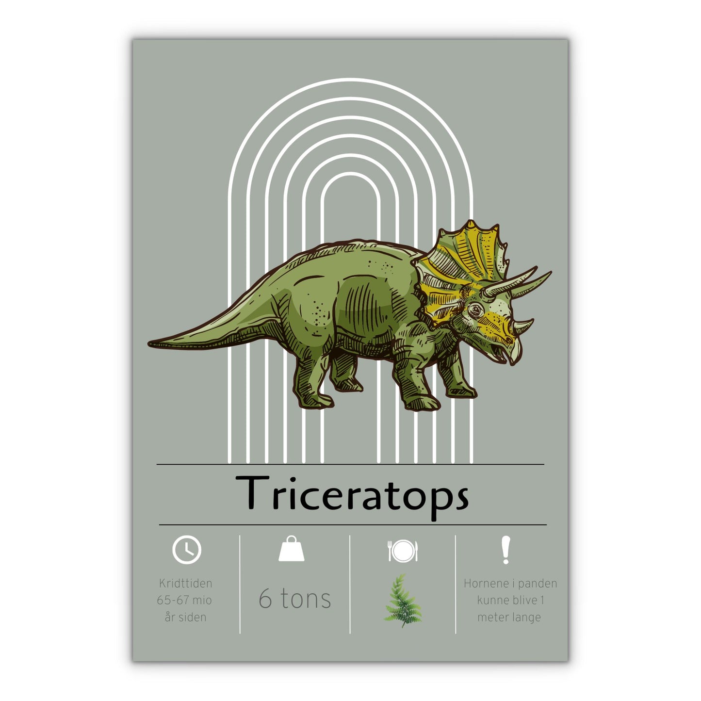 grøn triceratops plakat til drengeværelse