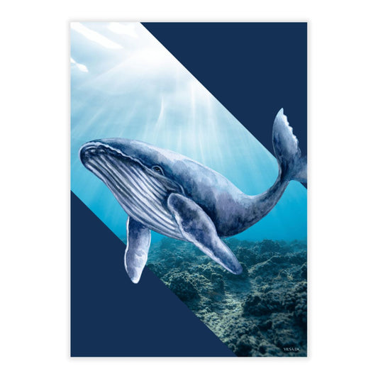 plakat med blåhval til børneværelse